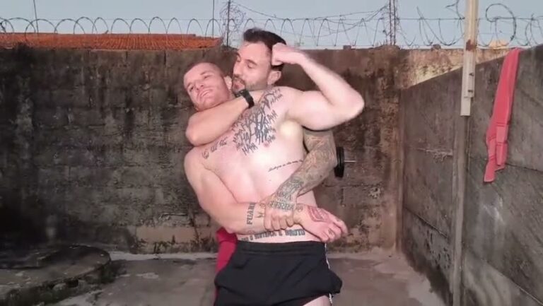So Paulo City Two Fighters Training Naked